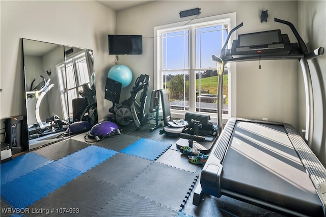 exercise room with plenty of natural light