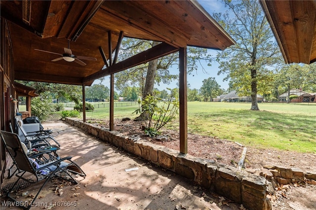 view of patio / terrace featuring ceiling fan