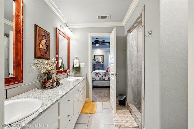 1026 Snow Goose Way, Barling, AR 72923 - ensuite bathroom featuring crown molding, ceiling fan, a sink, and ensuite bathroom