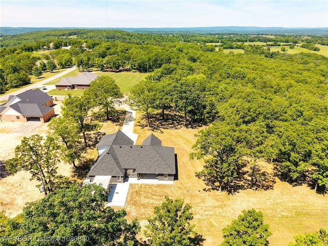 aerial view with a forest view
