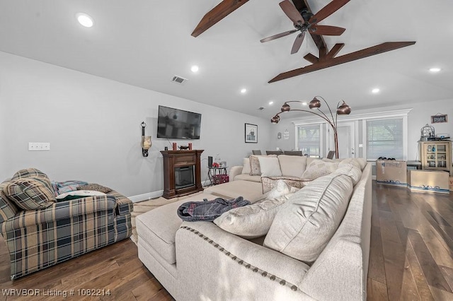 1024 Mourning Dove Way, Barling, AR 72923 - living room featuring a ceiling fan, hardwood / wood-style floors, and recessed lighting