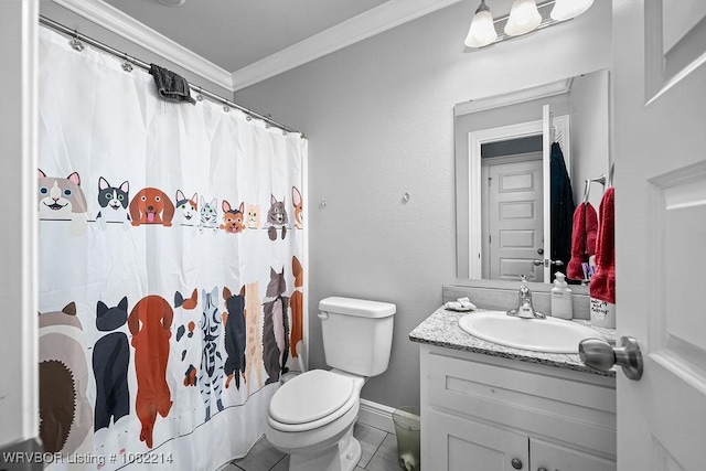 1024 Mourning Dove Way, Barling, AR 72923 - full bath with crown molding, vanity, tile patterned floors, and a shower with shower curtain
