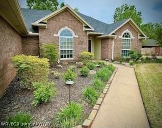 view of front of house with a front lawn and a vegetable garden