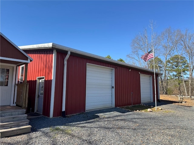 view of detached garage