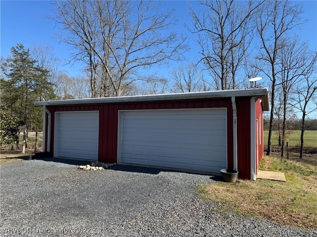 view of detached garage