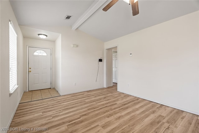 101 Saskatchewan Rd, Roland, OK 74954 - foyer featuring light wood-style flooring, ceiling fan, and baseboards