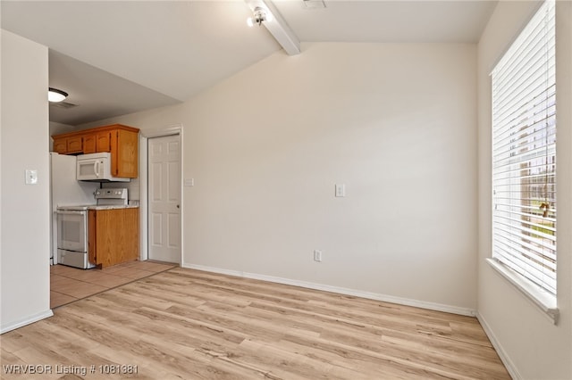 101 Saskatchewan Rd, Roland, OK 74954 - kitchen with white appliances, light wood finished floors, plenty of natural light, and light countertops