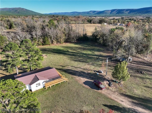 aerial view with a mountain view