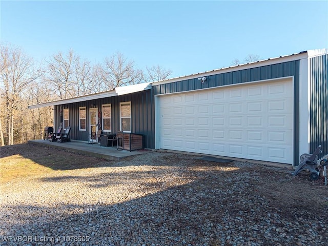 garage with a porch