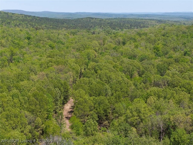 bird's eye view featuring a forest view