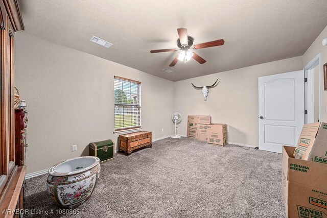 1917 Fisher Rd, Muldrow, OK 74948 - miscellaneous room with a ceiling fan, carpet, and baseboards