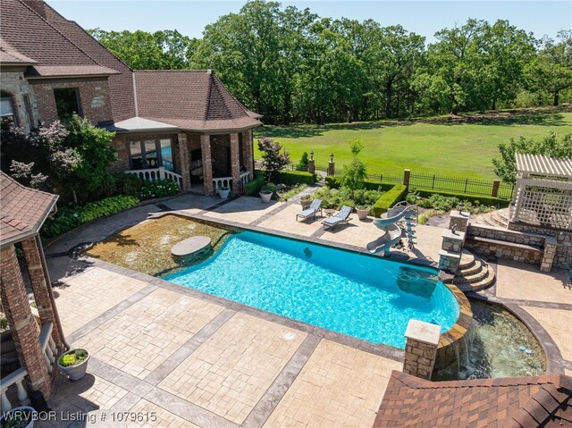 12034 Ridgefield Dr, Fort Smith, AR 72916 - view of pool with a water slide and a patio