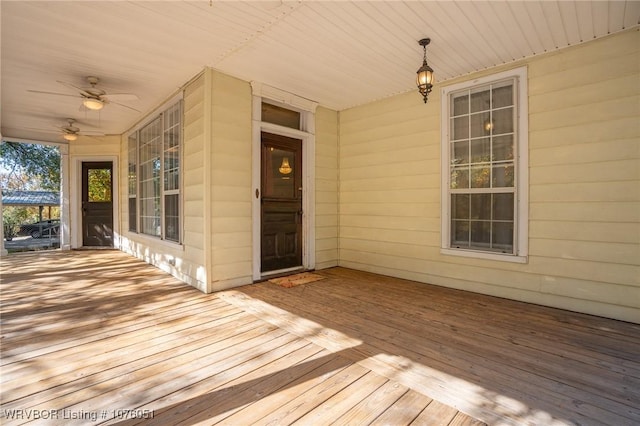 deck featuring ceiling fan