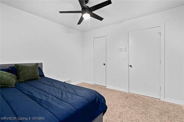 bedroom with carpet and ceiling fan