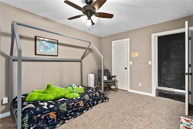 bedroom with carpet and ceiling fan