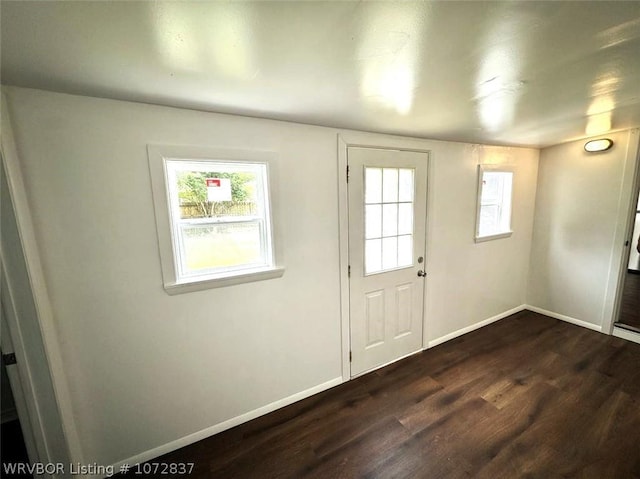 doorway to outside featuring dark hardwood / wood-style floors and a wealth of natural light