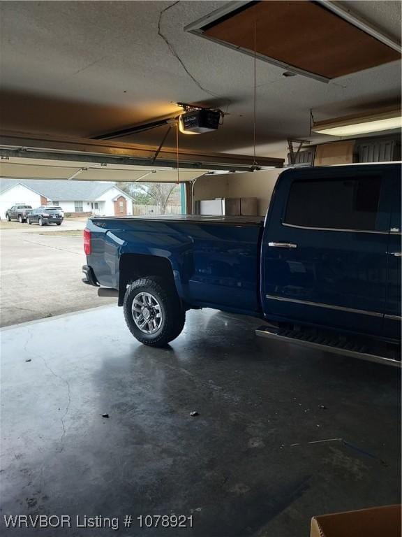 garage with a garage door opener