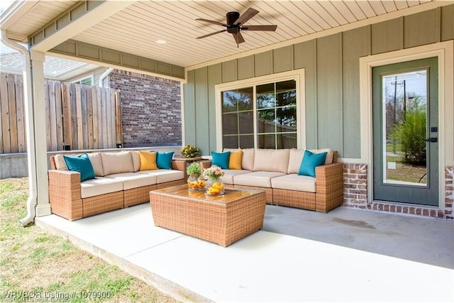 407 W Beech St, Greenwood, AR 72936 - view of patio / terrace with an outdoor hangout area and ceiling fan