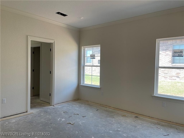 empty room with crown molding