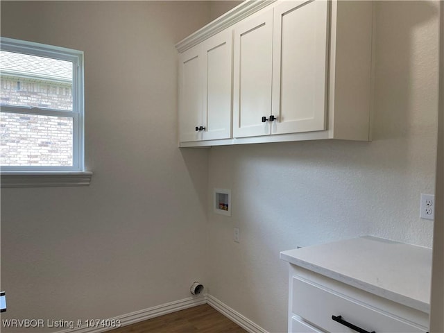 9114 Maysview Ln, Fort Smith, AR 72916 - washroom with cabinet space, baseboards, hookup for a washing machine, and dark wood finished floors