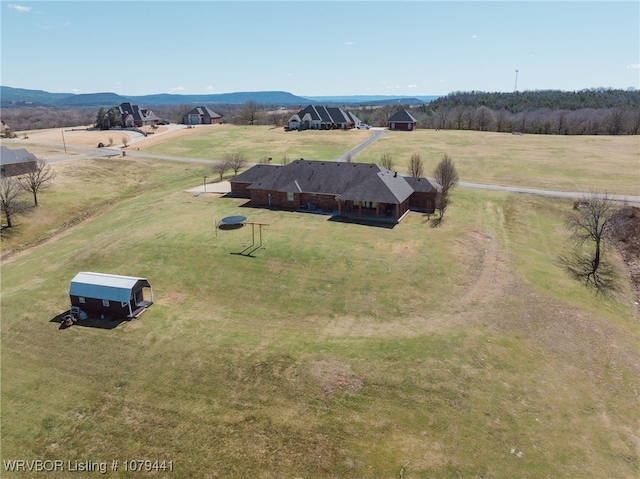 aerial view with a rural view and a mountain view