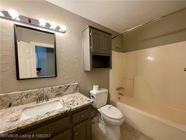 4104 Glen Flora Way, Fort Smith, AR 72908 - full bath featuring a textured ceiling, vanity, tile patterned flooring, shower / tub combination, and a textured wall