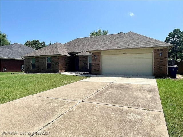 4104 Glen Flora Way, Fort Smith, AR 72908 - single story home featuring brick siding, a garage, a front lawn, driveway, and roof with shingles