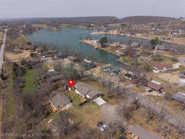 8437 Sebastian Lake Dr, Hackett, AR 72937 - birds eye view of property featuring a water view and a residential view
