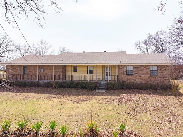 8437 Sebastian Lake Dr, Hackett, AR 72937 - ranch-style home with brick siding and a porch