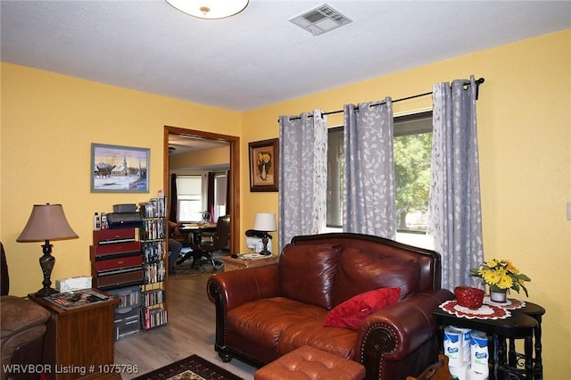 sitting room with wood-type flooring