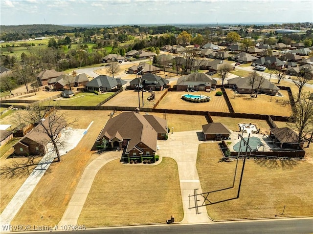 aerial view with a residential view