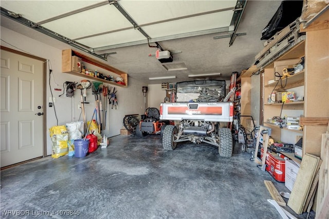 garage with a garage door opener