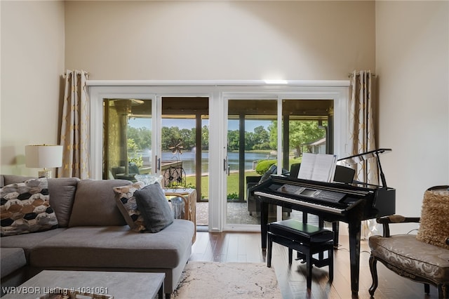 5701 Free Ferry Rd Unit 12, Fort Smith, AR 72903 - living room with hardwood / wood-style floors and a water view