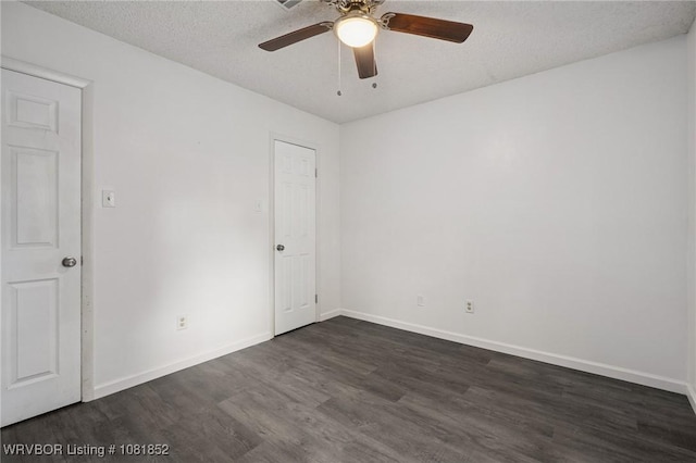 3232 Edinburgh Dr, Fort Smith, AR 72908 - empty room with dark wood-style floors, a ceiling fan, and a textured ceiling