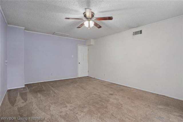 3232 Edinburgh Dr, Fort Smith, AR 72908 - carpeted empty room featuring a ceiling fan, a textured ceiling, and ornamental molding