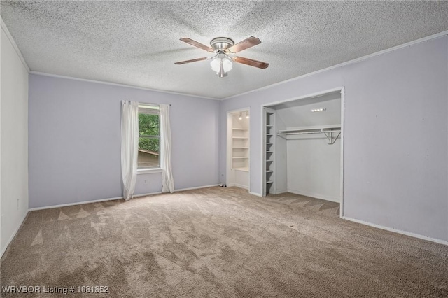 3232 Edinburgh Dr, Fort Smith, AR 72908 - unfurnished bedroom featuring carpet floors, ornamental molding, a textured ceiling, and a ceiling fan
