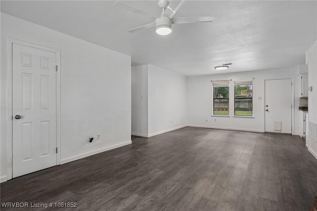 3232 Edinburgh Dr, Fort Smith, AR 72908 - unfurnished living room featuring ceiling fan and dark wood-style floors