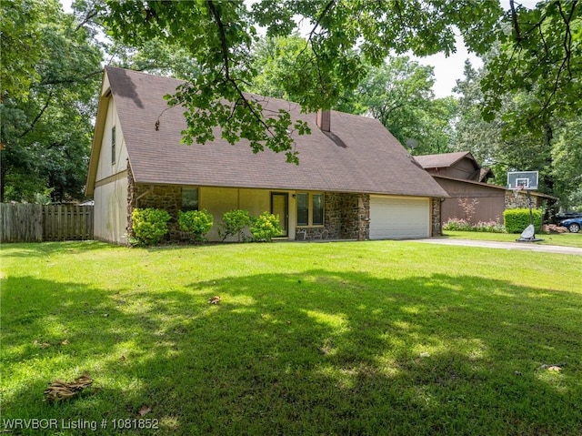 3232 Edinburgh Dr, Fort Smith, AR 72908 - view of front of home with stone siding, a garage, concrete driveway, and a shingled roof