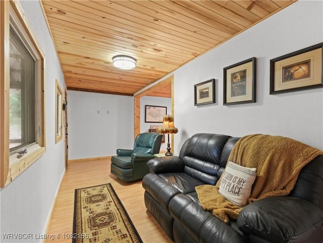 33971 Holson Valley Rd, Wister, OK 74966 - living area with wood ceiling and light wood-style floors