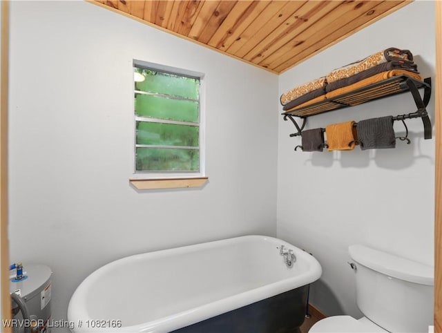 33971 Holson Valley Rd, Wister, OK 74966 - full bathroom featuring a freestanding bath and wood ceiling