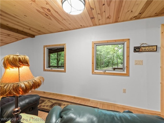 33971 Holson Valley Rd, Wister, OK 74966 - sitting room featuring wooden ceiling and wood finished floors