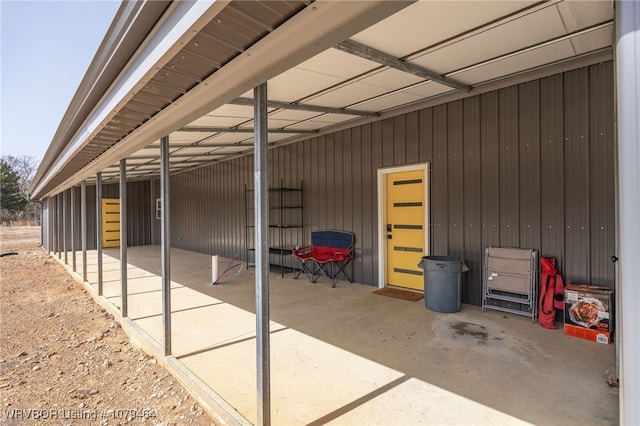 exterior space with an outbuilding