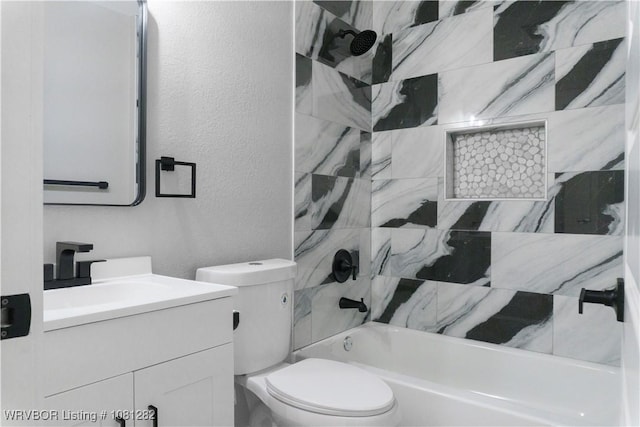 406 N 23rd St, Van Buren, AR 72956 - full bathroom with toilet, vanity, bathtub / shower combination, and a textured wall