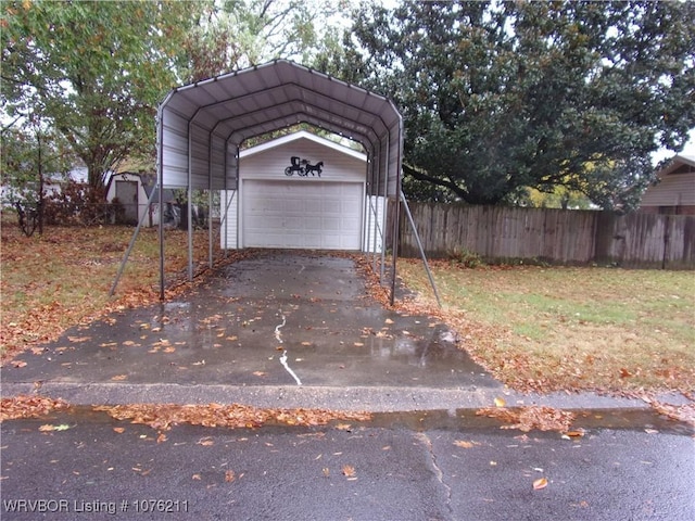 garage with a carport