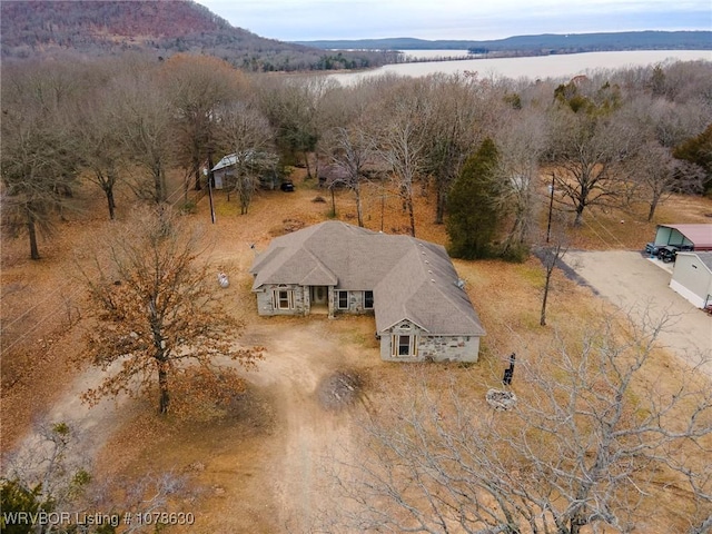 drone / aerial view with a mountain view