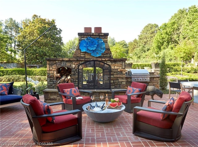 view of patio / terrace featuring outdoor lounge area, a grill, and area for grilling