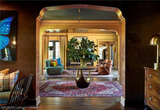 interior space featuring dark wood-type flooring