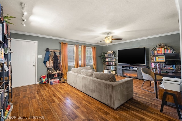 8005 Holly Ave, Fort Smith, AR 72908 - living area with wood finished floors, a ceiling fan, and crown molding