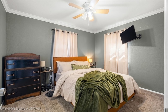 8005 Holly Ave, Fort Smith, AR 72908 - carpeted bedroom featuring crown molding and a ceiling fan