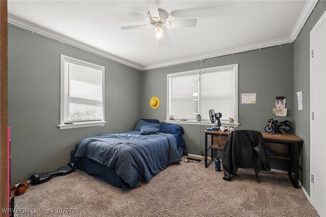 8005 Holly Ave, Fort Smith, AR 72908 - carpeted bedroom with a ceiling fan and ornamental molding